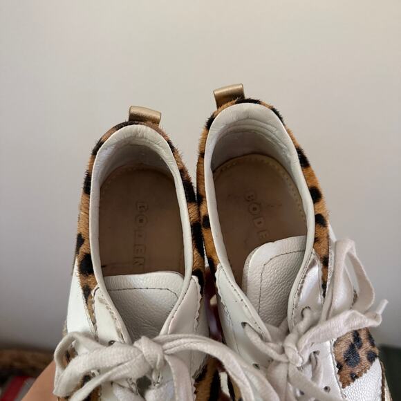 Boden Erin Retro Tennis Sneaker Femme Blanche Leopard - Picture 4 of 7